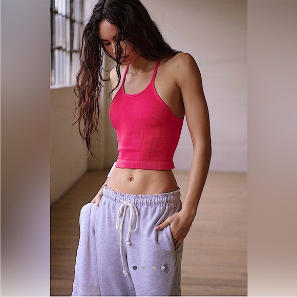 NEW Free People Movement Happiness Runs Crop Tank Electric Sunset Pink Size XS/S - Picture 7 of 7